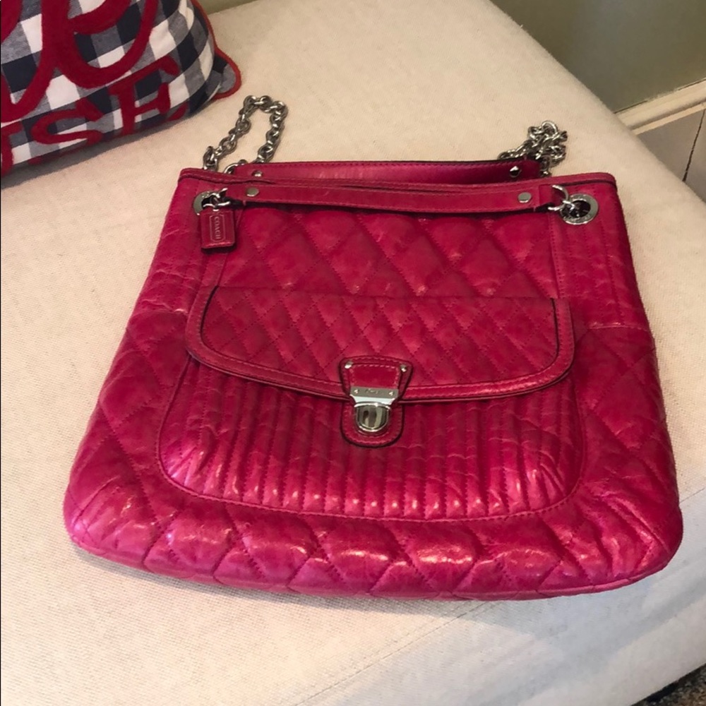 Coach pink quilted leather bag - Picture 2 of 9